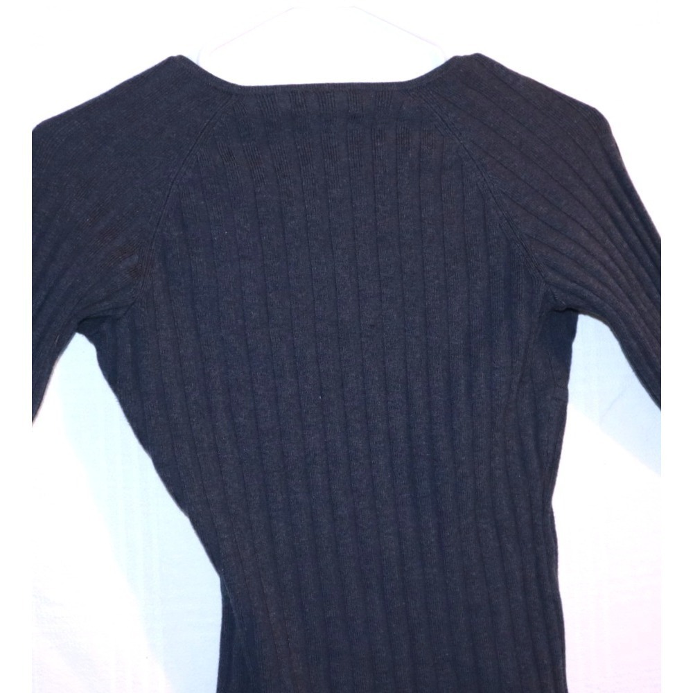 Tapemeasure Women's Ribbed V Neck Long Sleeve Sweater Blue Gray Jr Medium EUC - Picture 7 of 10